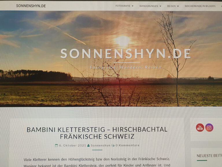 Eine Website mit der Aufschrift "sonnenshyn.de"